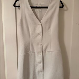 Abercrombie & Fitch White Button-Front Mini Dress